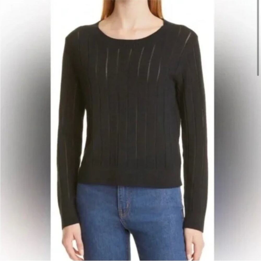 Club Monaco Cotton Silk Blend Summer Mesh Chandails Sweater in Black - Size M